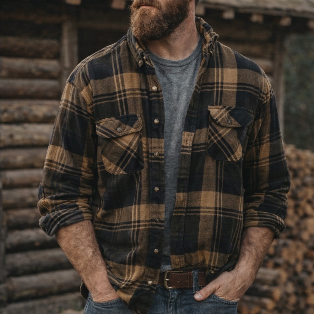 Cabela's Green and Tan Casual Button Down Shirt